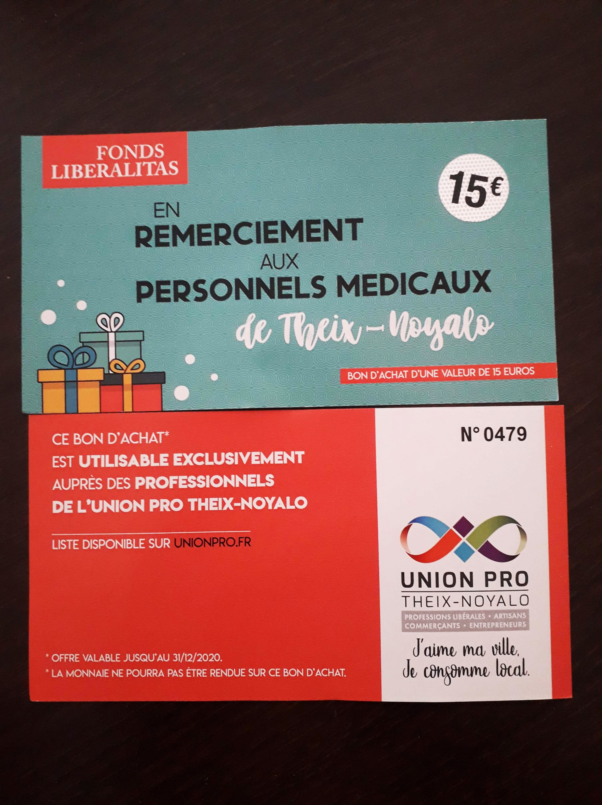 Bons d’achat Liberalitas – Remerciements aux personnels médicaux