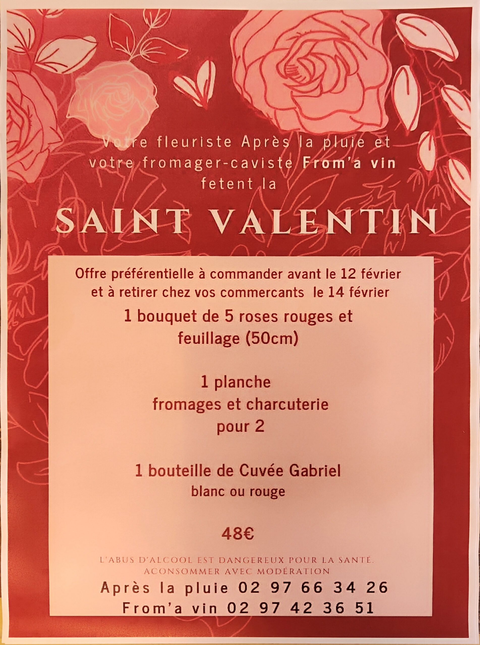 Votre fleuriste Après la pluie et votre fromager-caviste From’a Vin  fêtent la Saint-Valentin